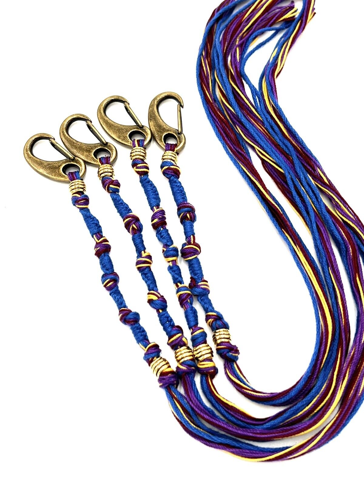 Tabernacle TZITZIT W/Clips And Beads Red, Yellow/gold, Purple, Blue