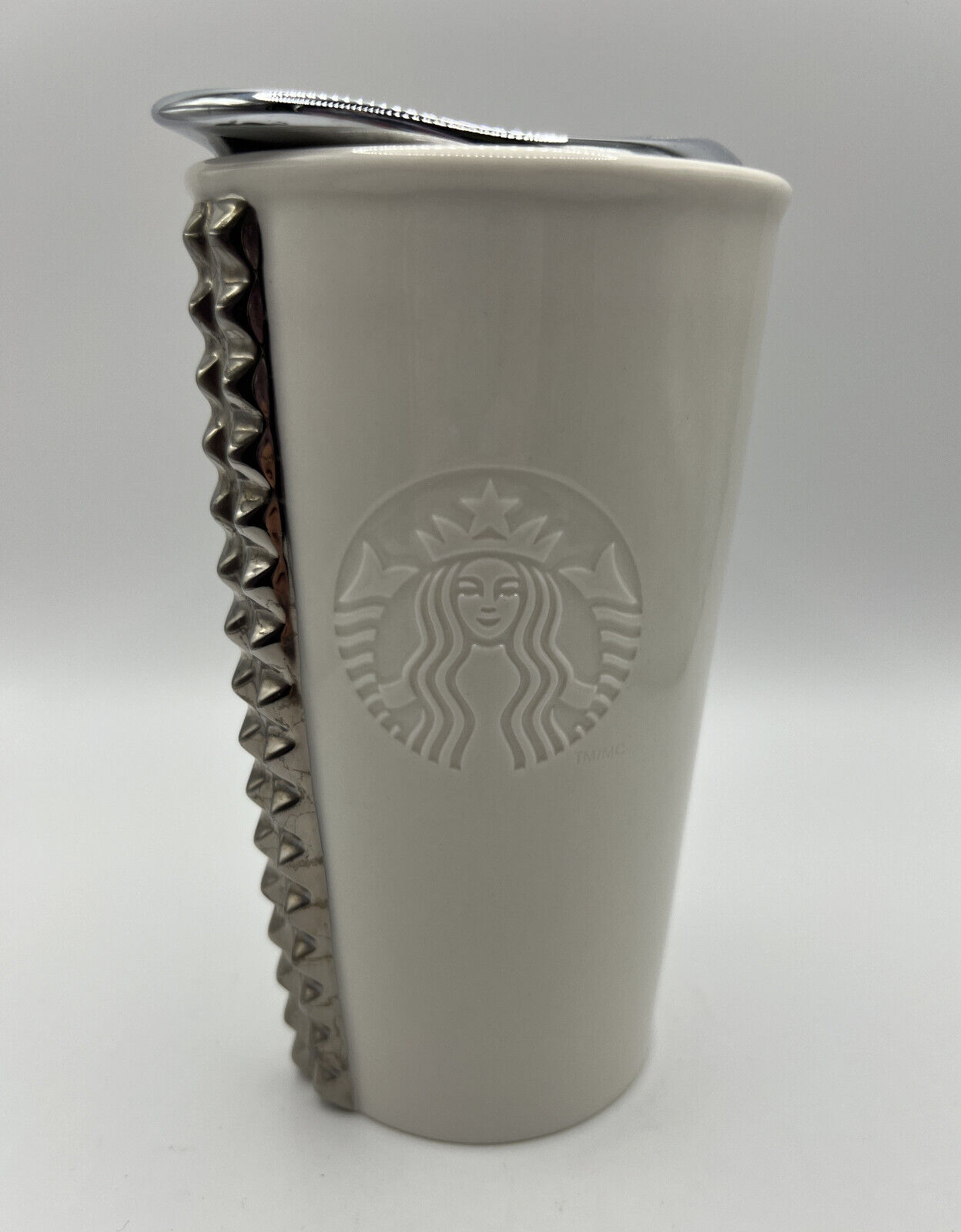 STARBUCKS COFFEE - 2014 White Chrome Studs - 10 oz Ceramic Mug Cup