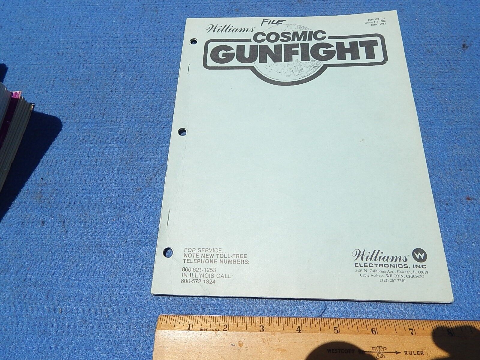 1982 Williams COSMIC GUNFIGHT video game instruction manual