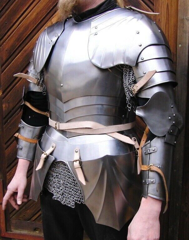 16GA SCA Steel Medieval Half Body Lady Armor Suit With Cuirass & Puldrons Set