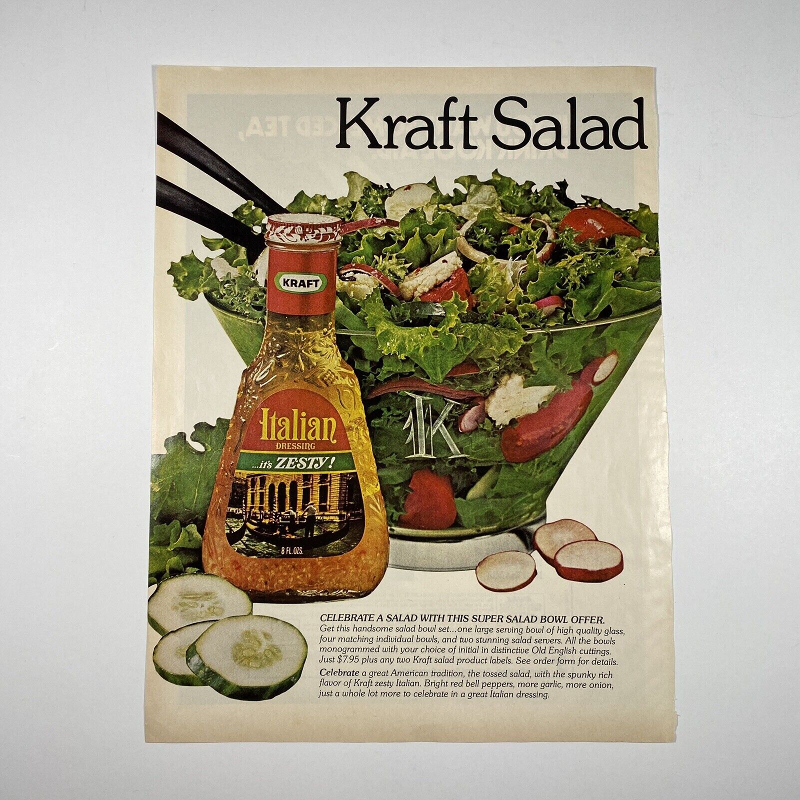 Vintage 1970s Kraft Advertisement with Koolaid Ad on Backside Americana