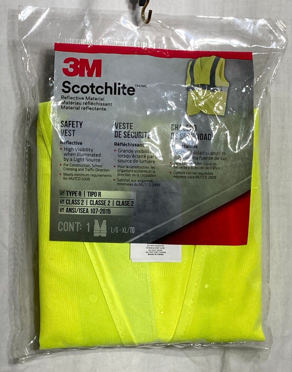 3M Hi-Visibility Reflective Vest 100% Polyester Type R Class 2 - Yellow L / XL