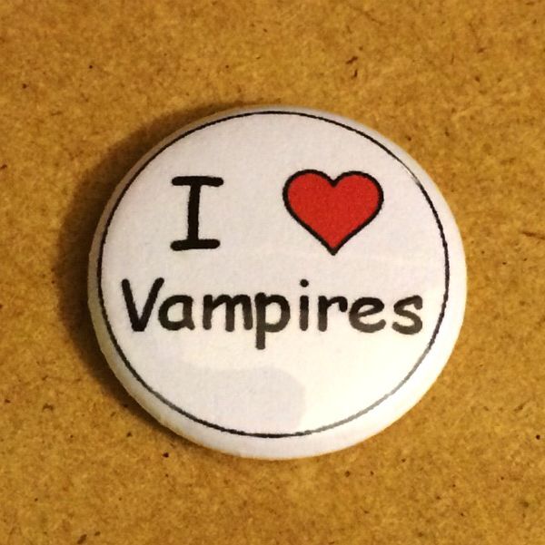 1 Inch I Heart Love Vampires Button Pin Pinback