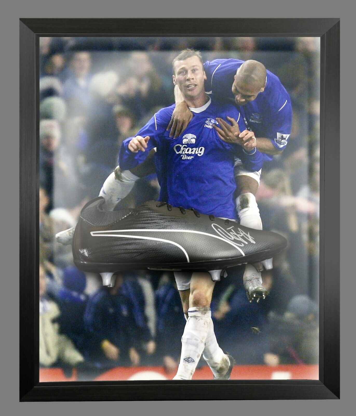 Duncan Ferguson Everton Signed Football Boot In An Acrylic Dome Frame : B