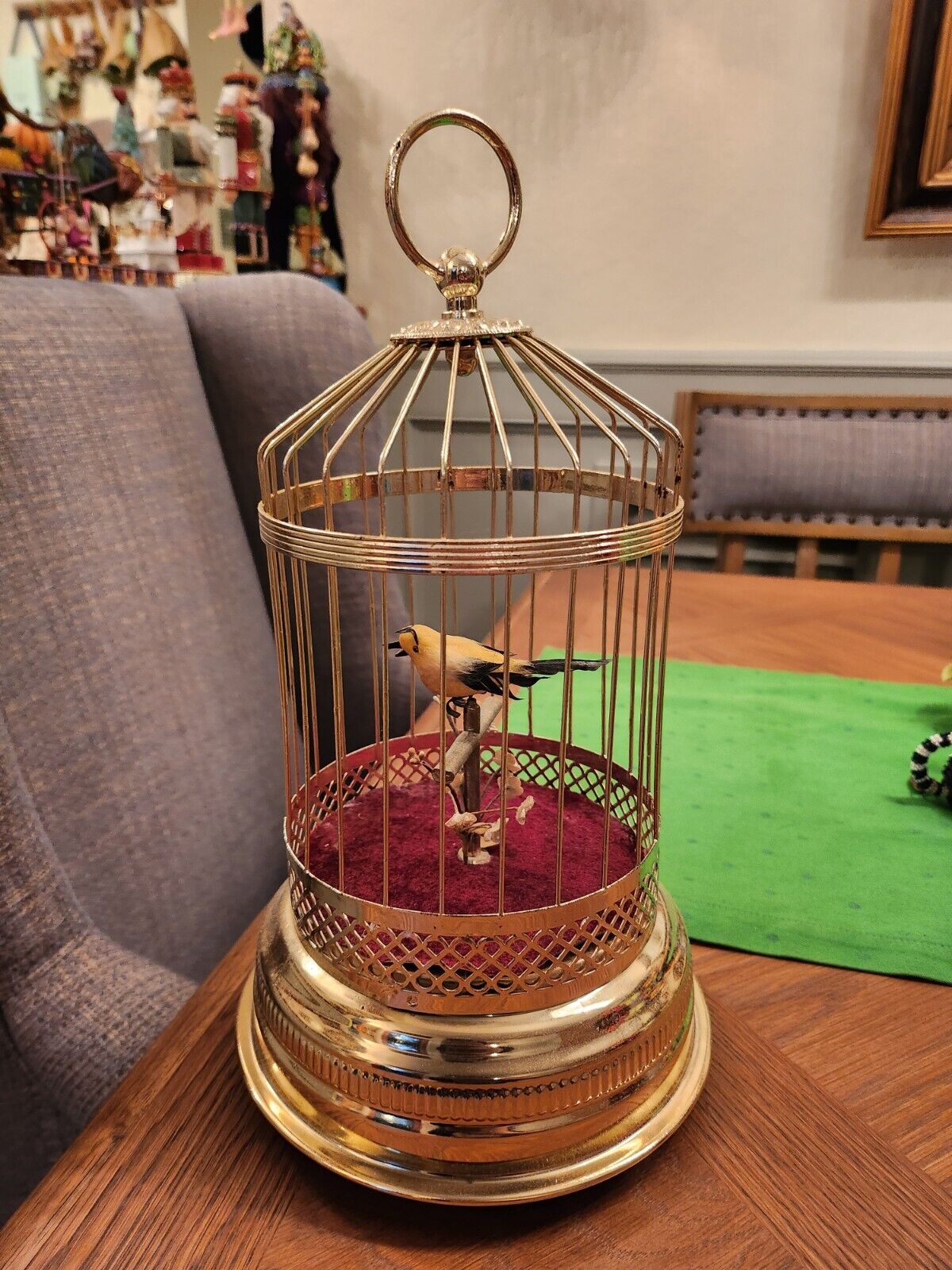 Vintage Singing Automation Bird In Birdcage