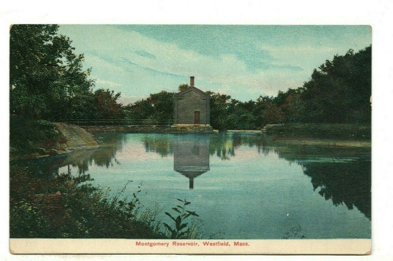 c1910 PC: Scenic View of Montgomery Reservoir, Westfield, Massachusetts