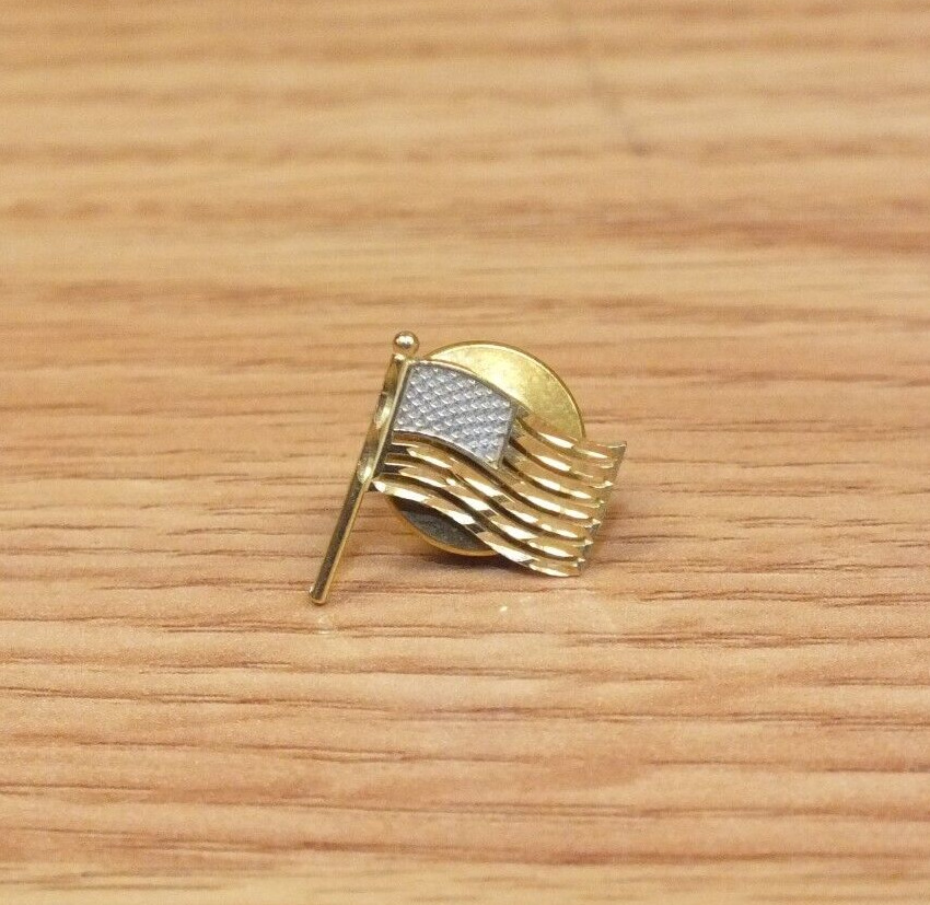 Genuine Michael Anthony 10K Gold Small American Flag Lapel Pin