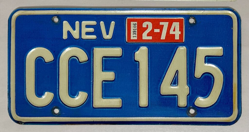 1974 NEVADA Clark County License Plate - NV #CCE-145