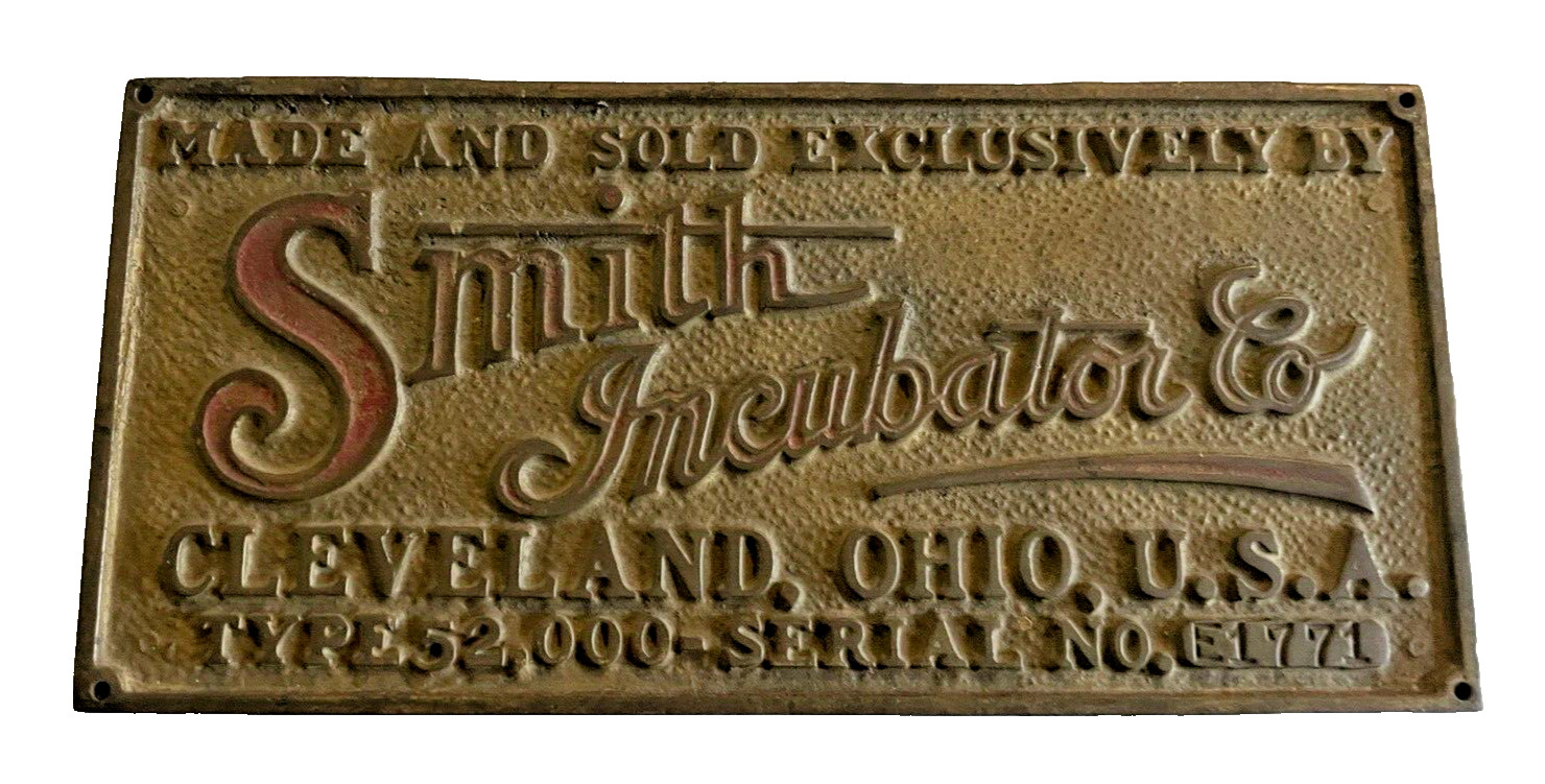 Faceplate Smith Incubator Cleveland Ohio OH Brass Metal Made & Sold Vintage 8 In