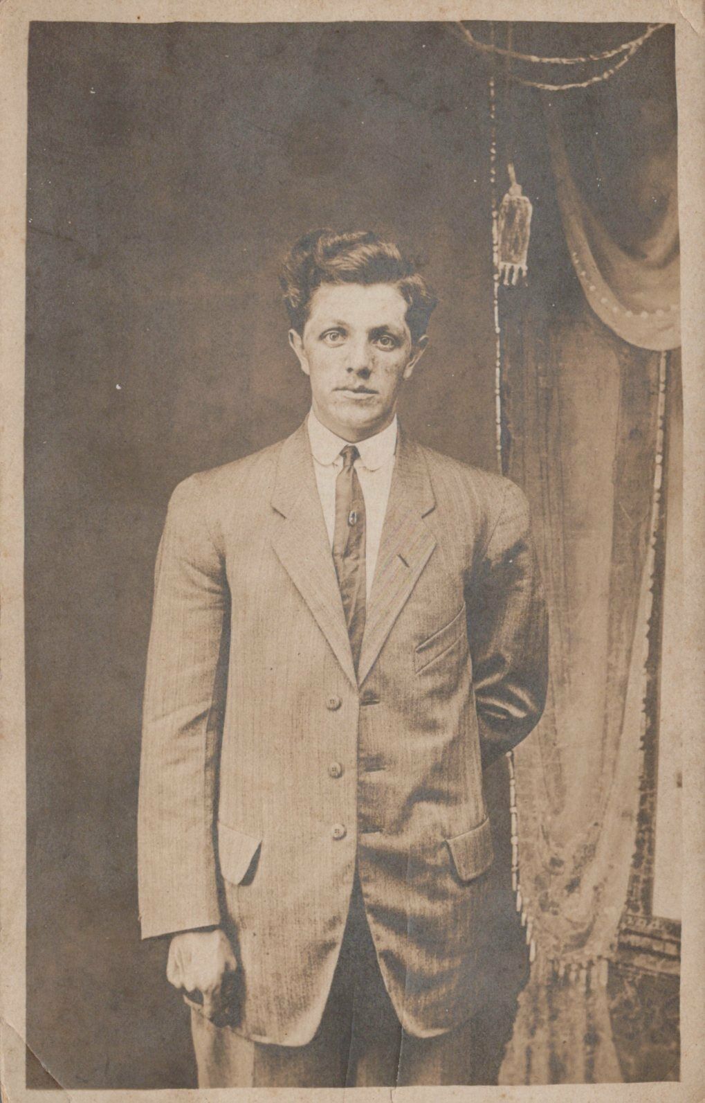 Handsome Young Man Gentleman Suit Charles Wergle Vintage Real Photo Post Card