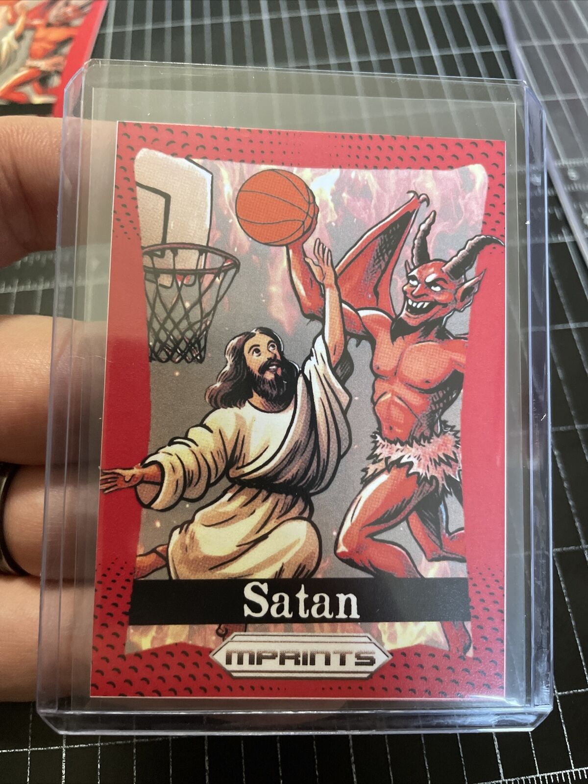 Satan Dunking Jesus Christ PRIZM Parody Card Custom Art Card Limited By MPRINTS