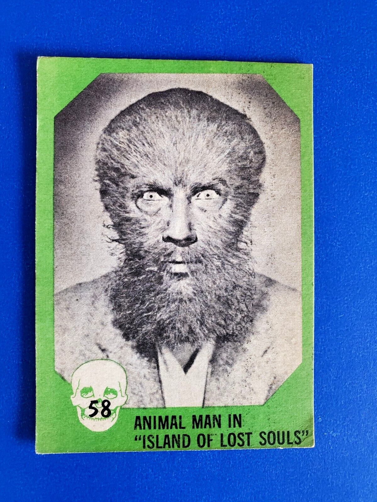 1961 Nu-Card Horror Monster Green Series Card #58 Animal Man - Gray Back