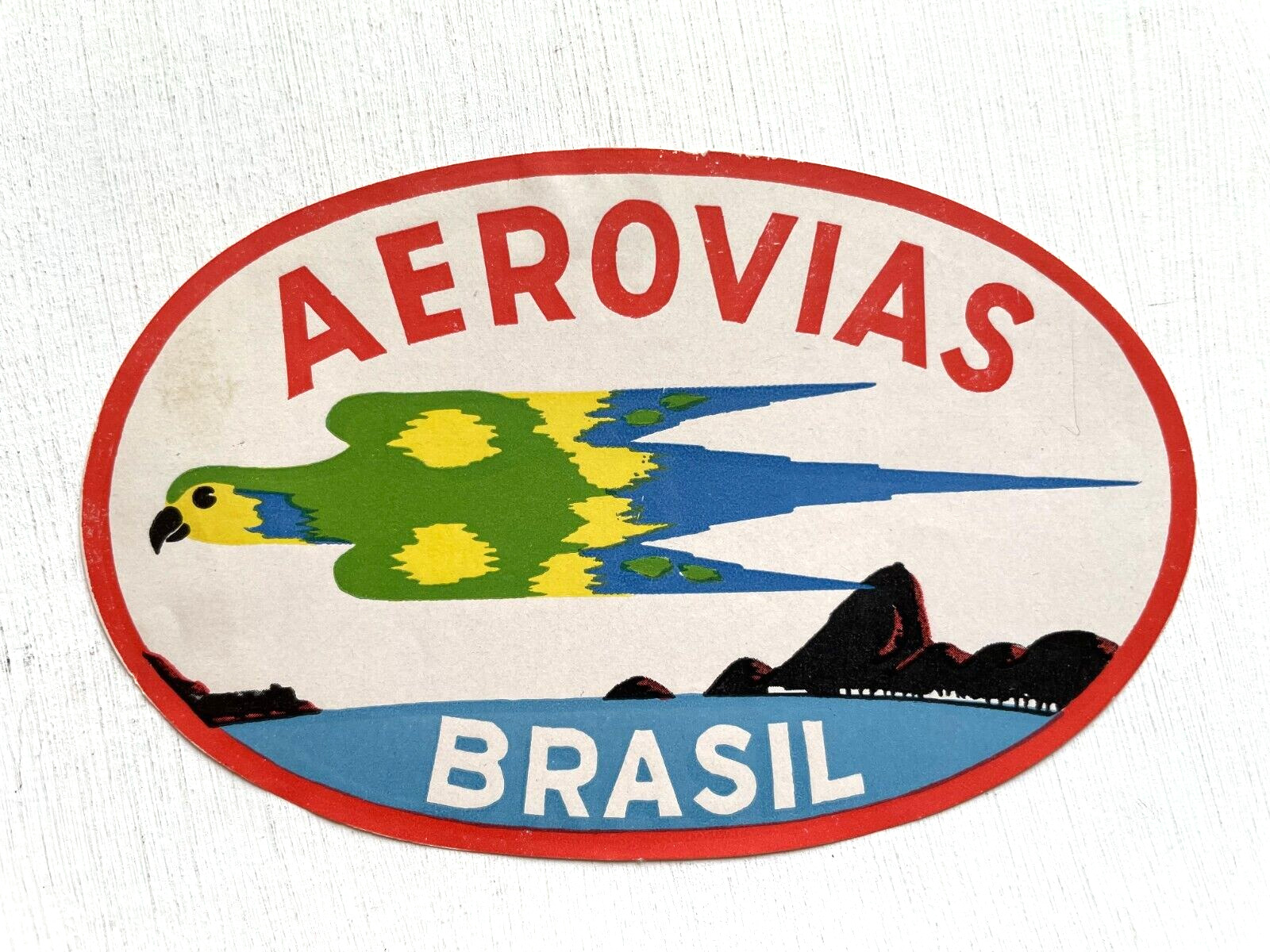 Vintage 1940-50\'s Aerovias Brasil Airlines Luggage Label