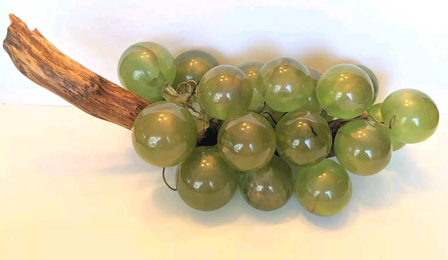 Vintage MCM Green Copper Shimmer Clear Acrylic Lucite Grapes 