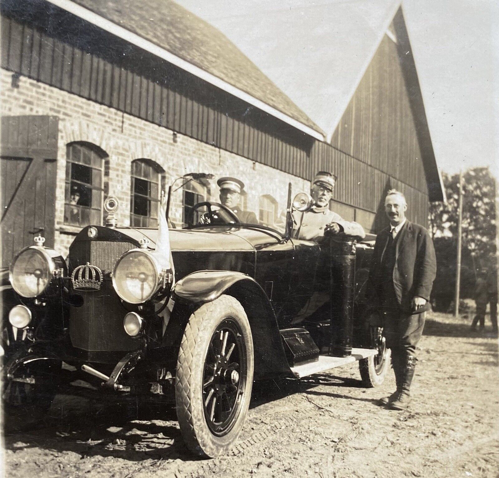 Sweden King Gustav V in Royal Car Candid Snapshot Antique Vintage Photo
