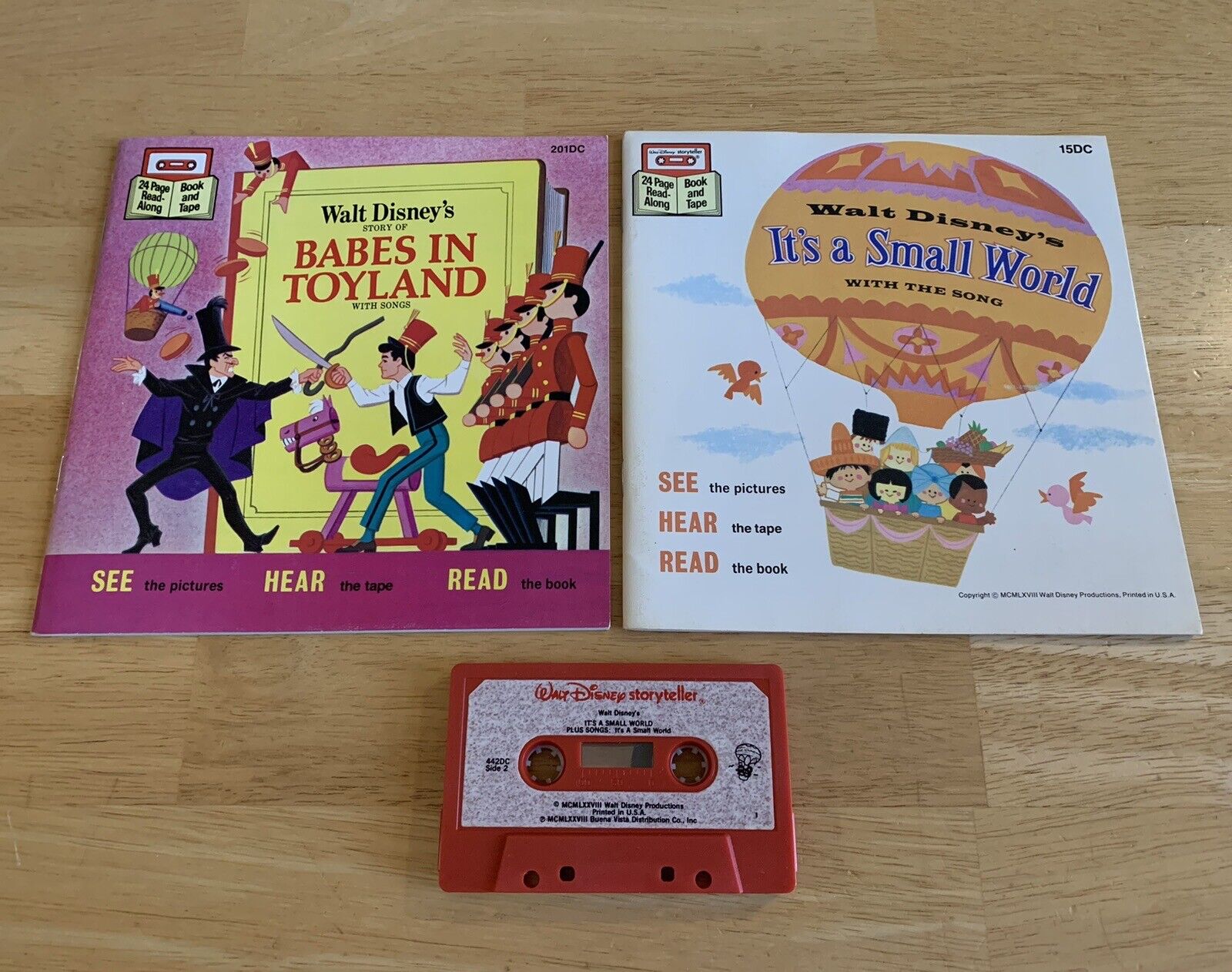VTG Walt Disney Babes In Toyland & It’s a Small World Book & Cassette Tape Set