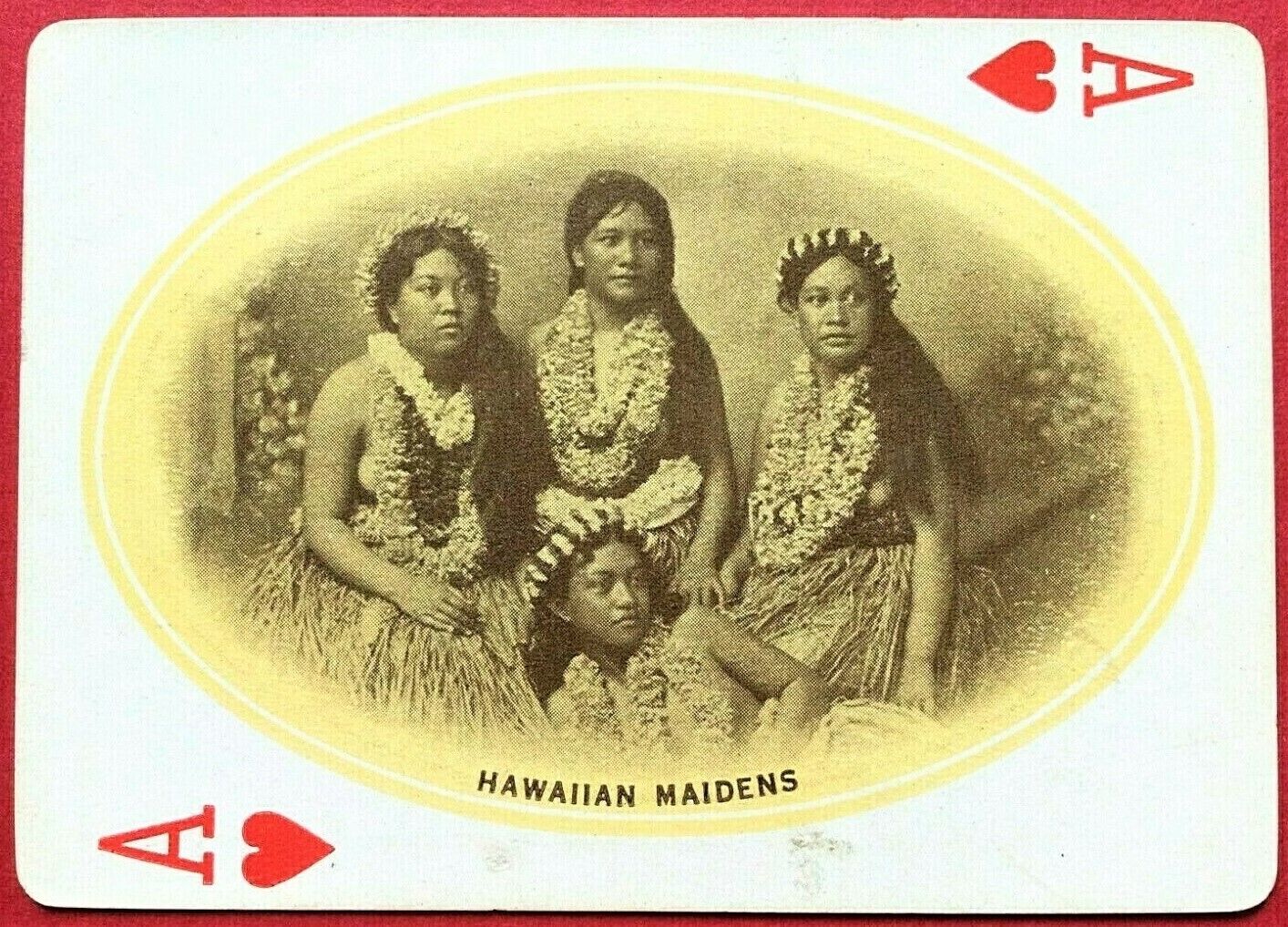 1920's Hula Maidens Studio Pose ca 1890's TH Hawaii Playing Card