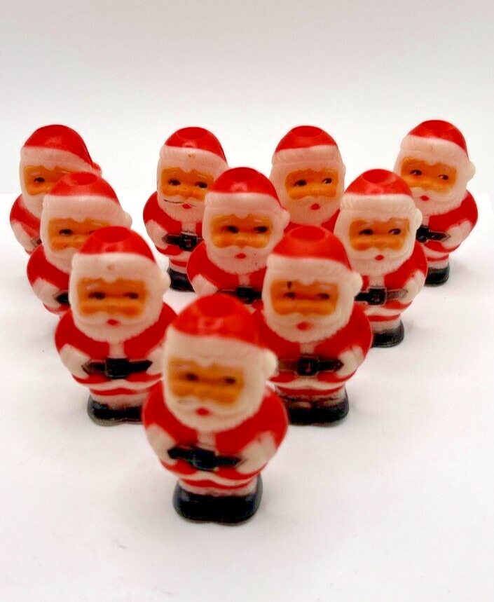 Lot of 10 Vntg Mini Blow Mold Santa Full Body 3D Christmas Light Covers JCS
