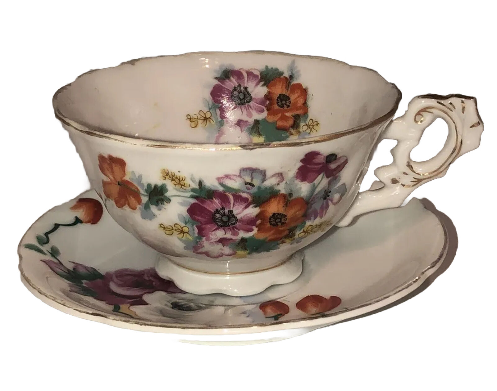 Vintage Occupied Japan Cup And Saucer Flowers Fun
