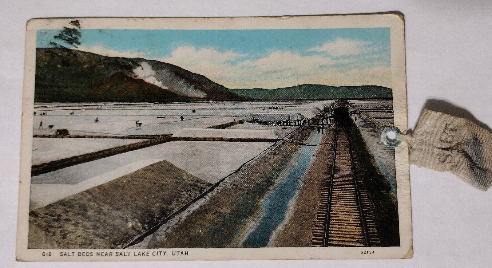 Gathering Salt from Salt Bed near Salt Lake City UT c1930 Souvenir Salt Bag