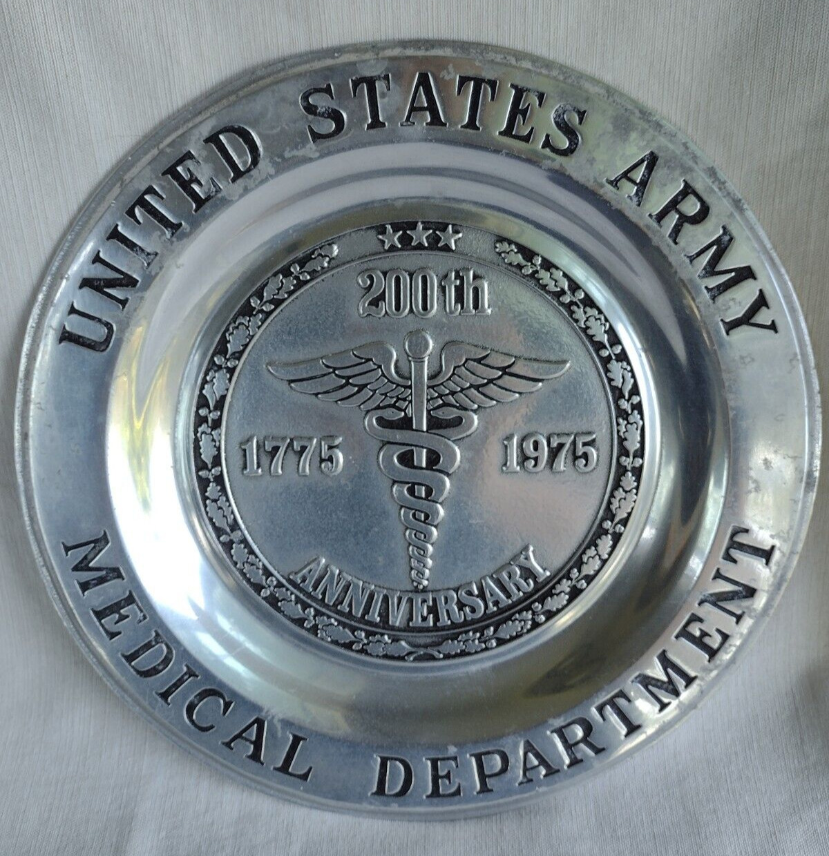 Vintage United States Army Medical Department 200th Anniversary Pewter Plate