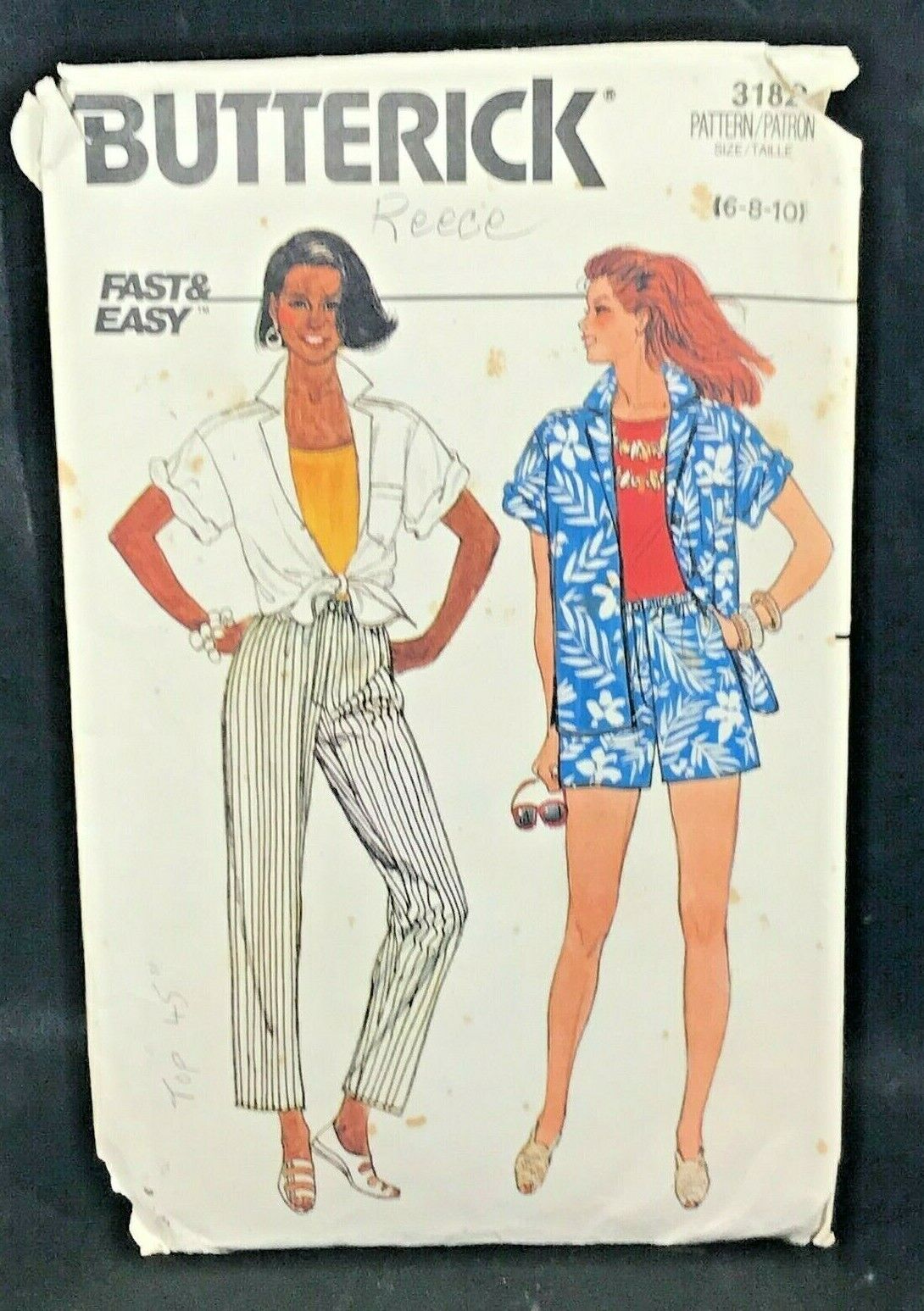 Vintage Sewing Pattern Misses Shirt Shorts Pants Butterick 3182