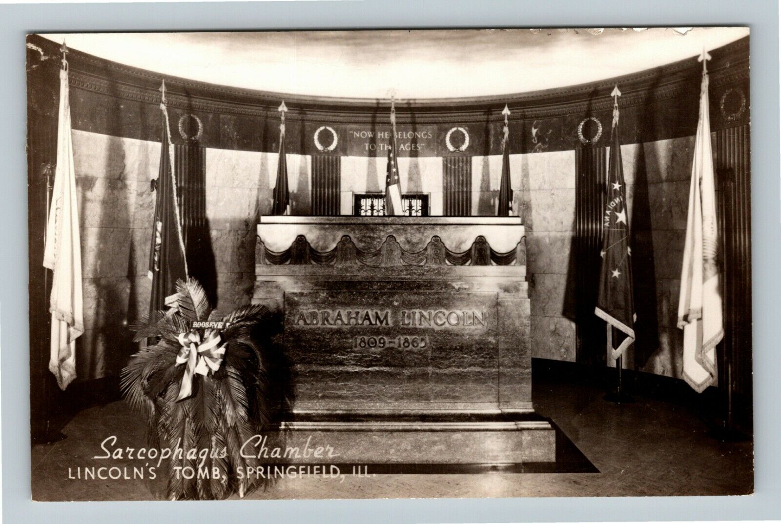 RPPC Springfield IL-Illinois, Sarcophagus Chamber, Lincoln Real Photo Postcard