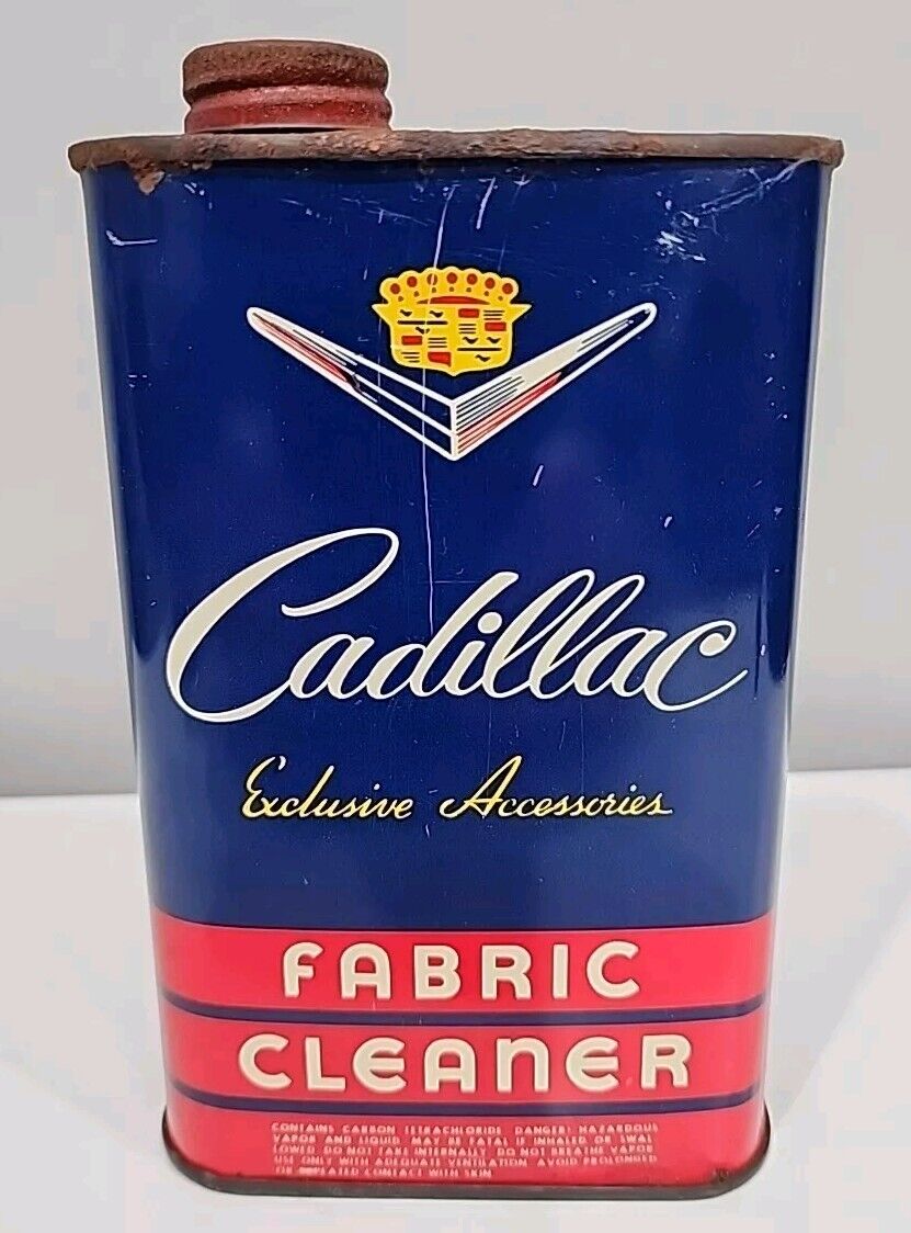 Vintage CADILLAC Exclusive Accessories Fabric Cleaner Metal Tin Can (Empty)