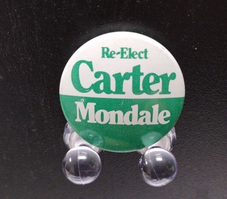 Re-elect Carter & Mondale 1980 Presidential Campaign Pin-back Button VTG Small