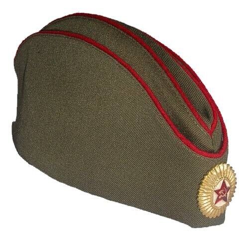 Pilotka Military Side Cap w/ Star Pin Vintage Style Khaki Soviet OFFICER size 56
