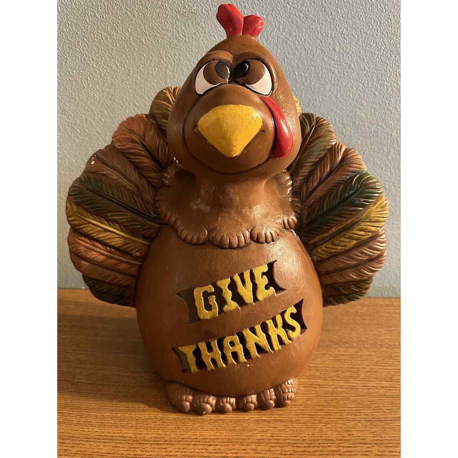 Thanksgiving Handmade Ceramic Turkey-Give Thanks- 13”x11”