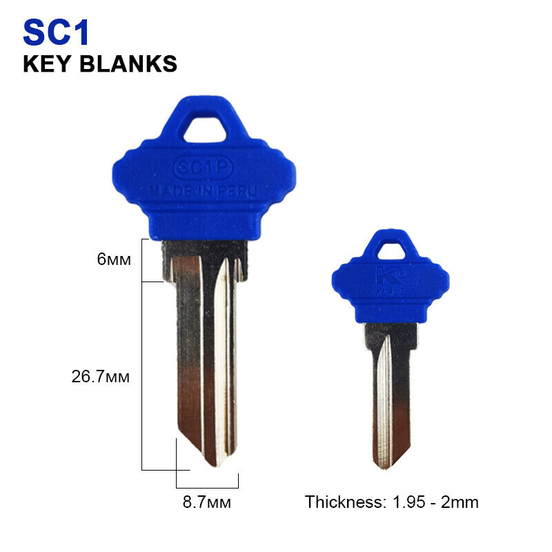 50PCS SC1 Key Blanks Locksmith Tools Fit SCHLAGE Nickel Uncut Key Plastic Handle