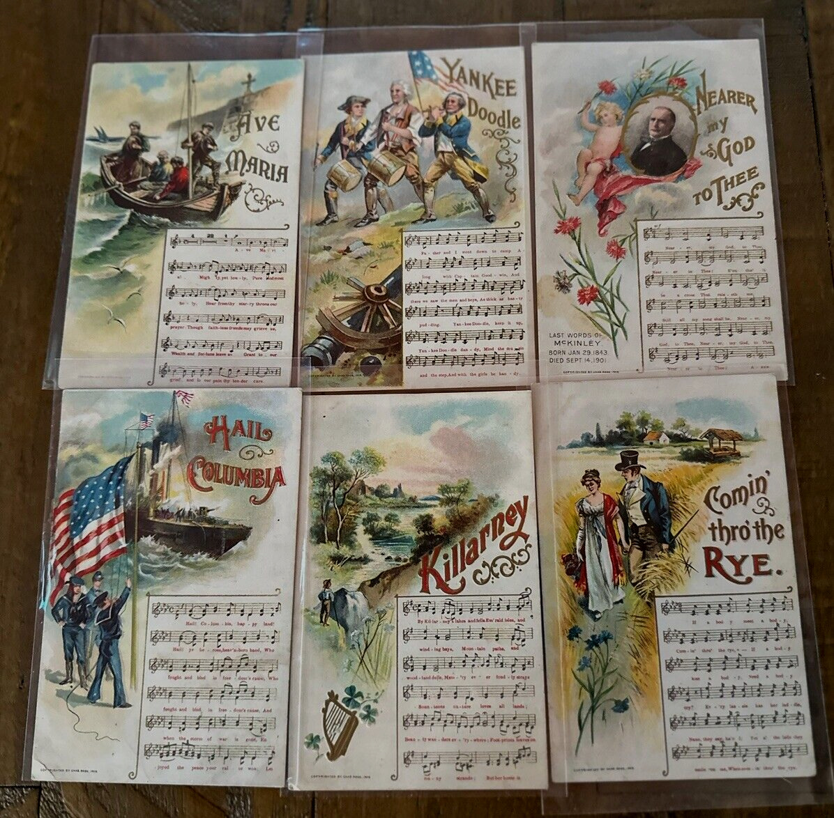 Nice Lot of  6~ Antique Embossed ~ Song~ Postcards~LYRICS AND MUSIC~k429
