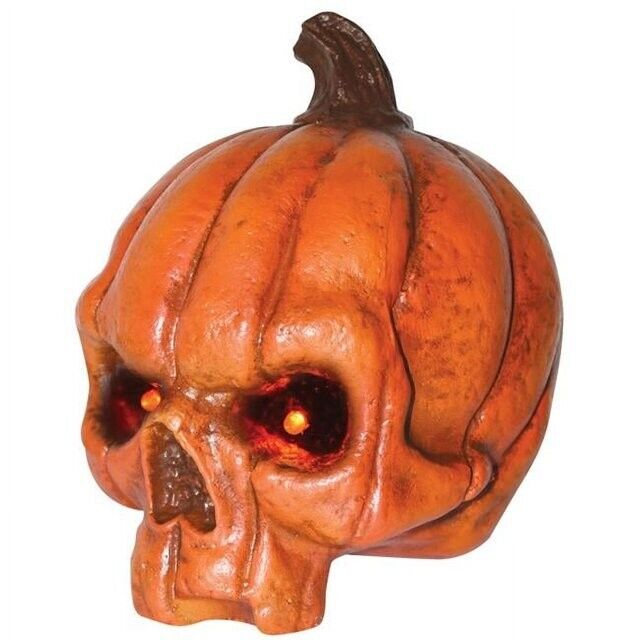 Pumpkin Skull with LED Light-Up Eyes Halloween Decoration