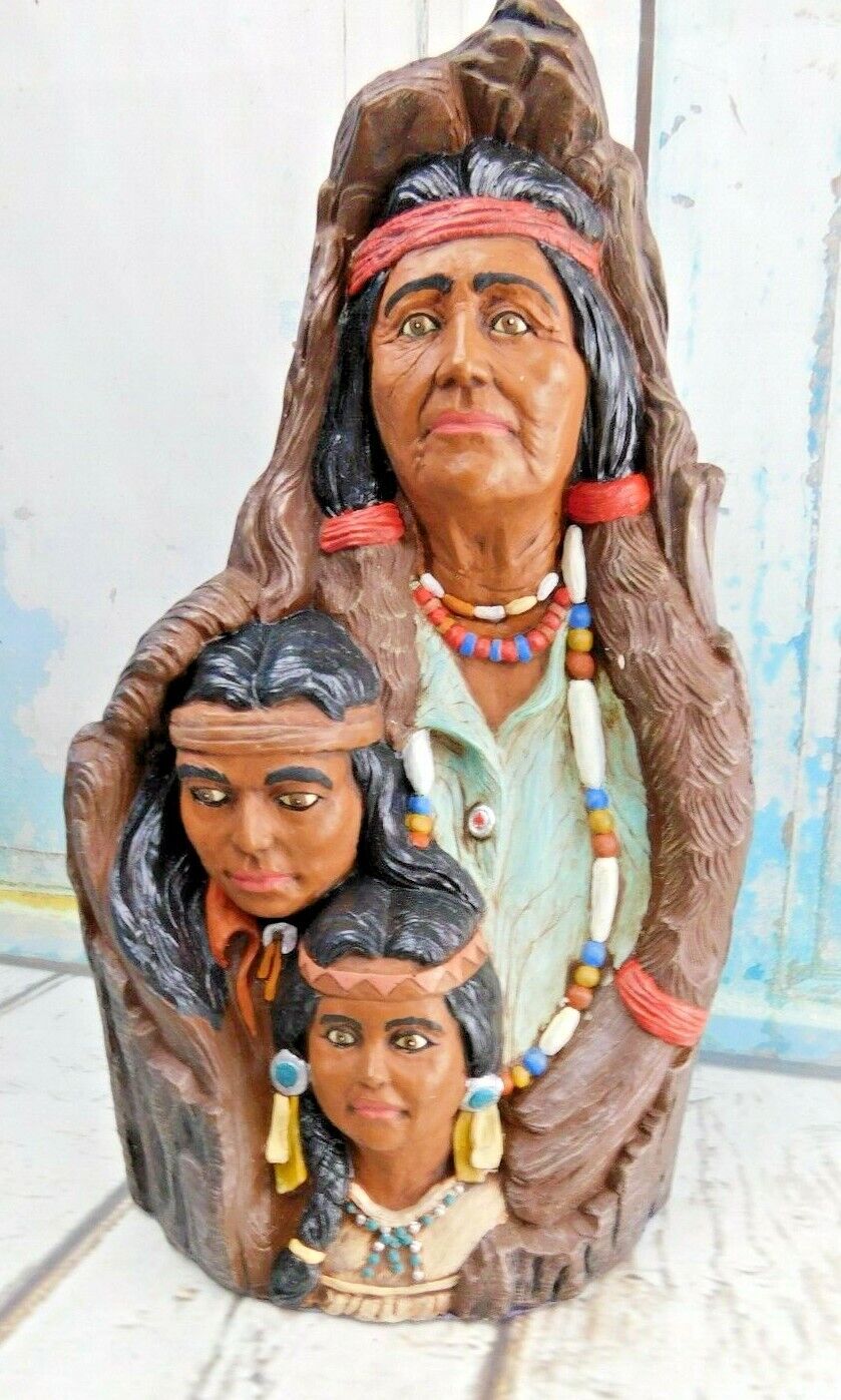  Woman and Children Bust Statue Figure Figurine Ceramic Vtg 13.5