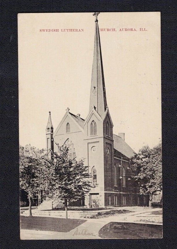 Aurora IL Illinois Swedish Lutheran Church Old Postcard FW Woolworth Pub 1910 PM