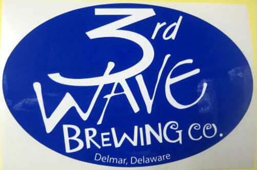 3RD WAVE BREWING CO. 4 X 6 inch BLUE Beer STICKER, Label, Delmar, DELAWARE, NICE