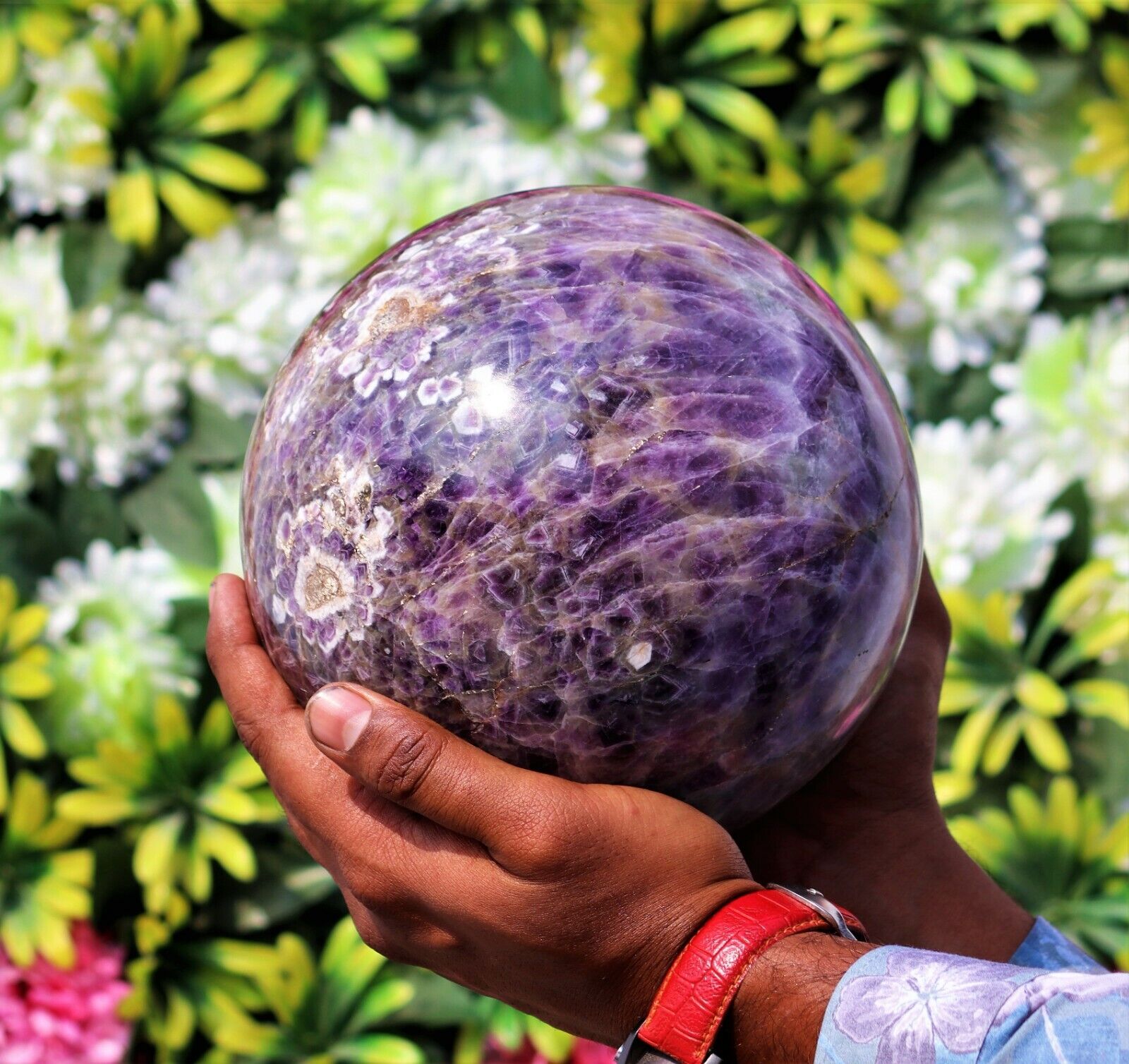 Large 17CM Blue Amethyst Meditation Aura Chakra Spirit Energy Stone Sphere Ball