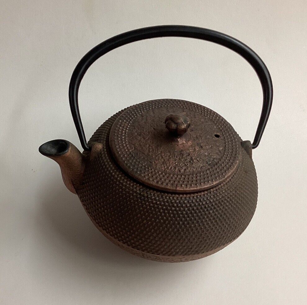Japanese Tetsubin Cast Iron Hobnail 2 Cup Teapot with Strainer