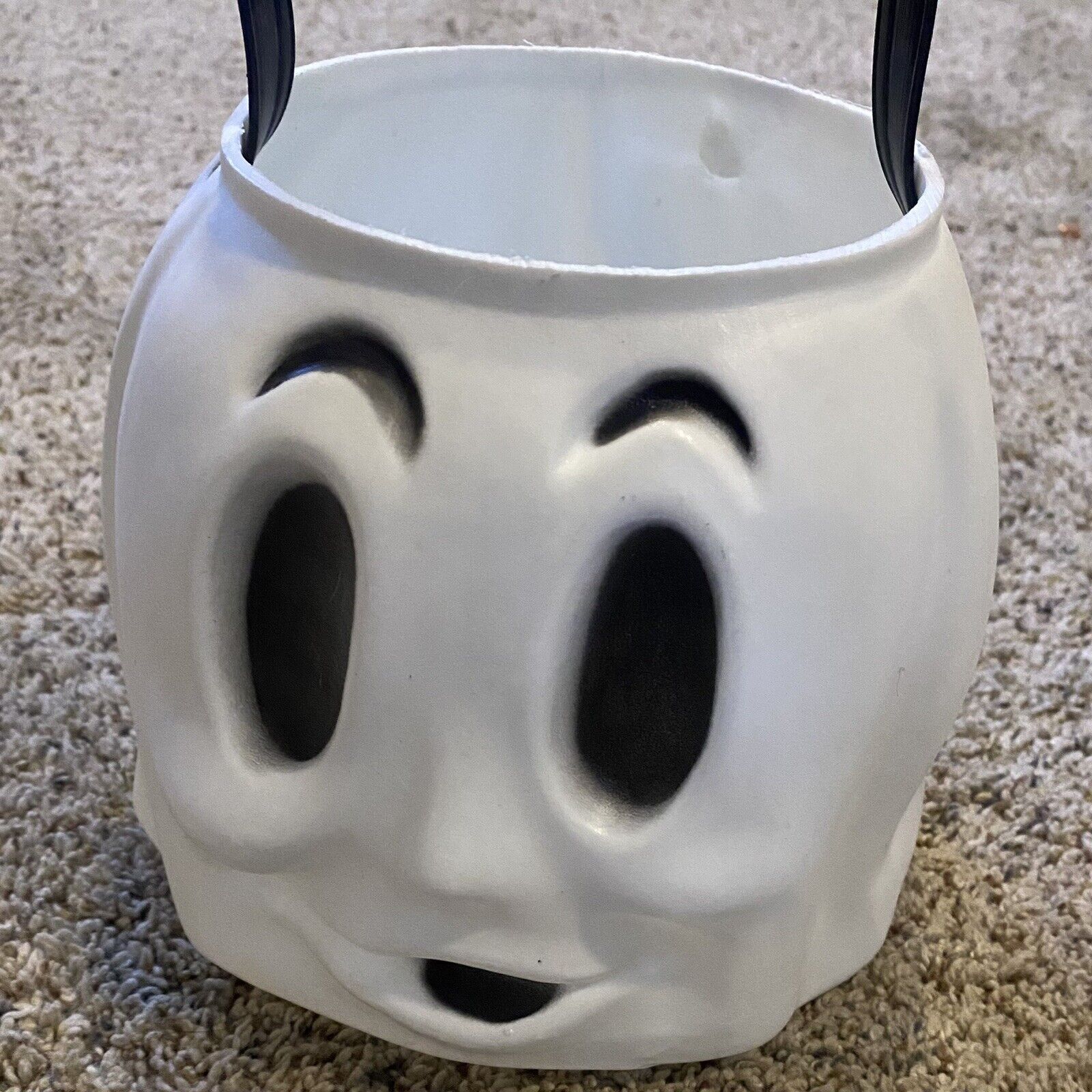 Vintage Halloween Ghost Empire Blow Mold Candy Bucket White Treat Bin Pail