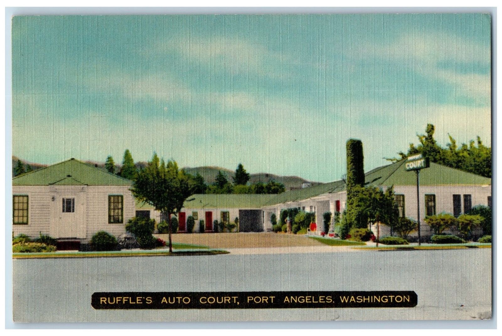 c1940's Ruffles Auto Court Hotel & Restaurant Port Angeles Washington Postcard