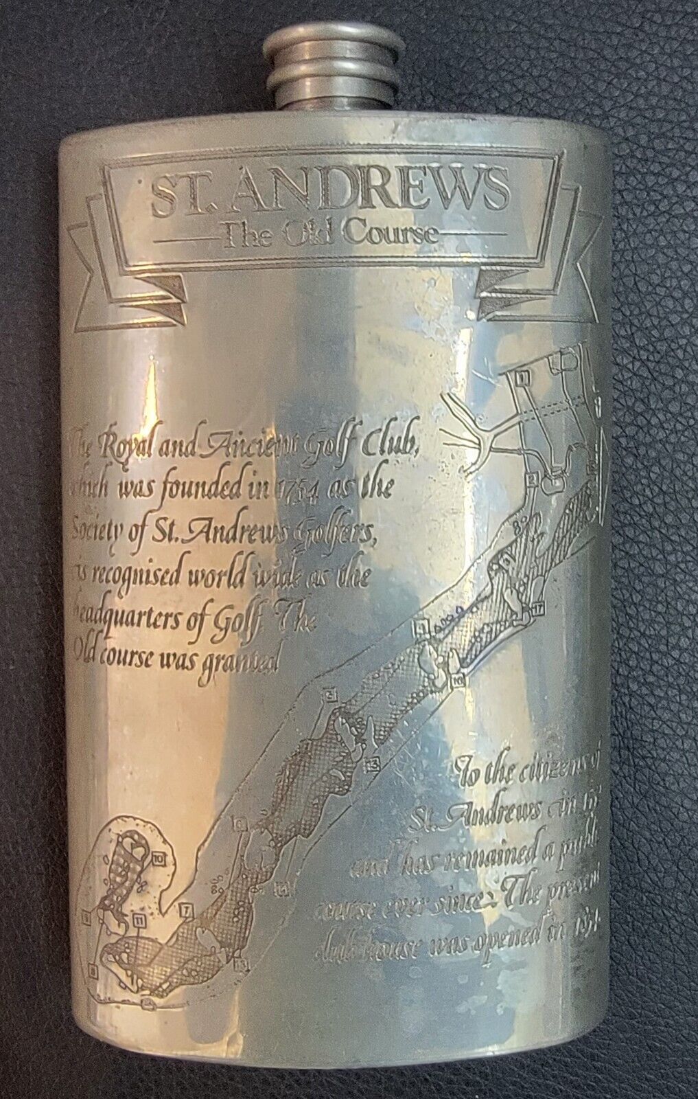St. Andrews Old Golf Course Open Championship English Pewter Flask Sheffield