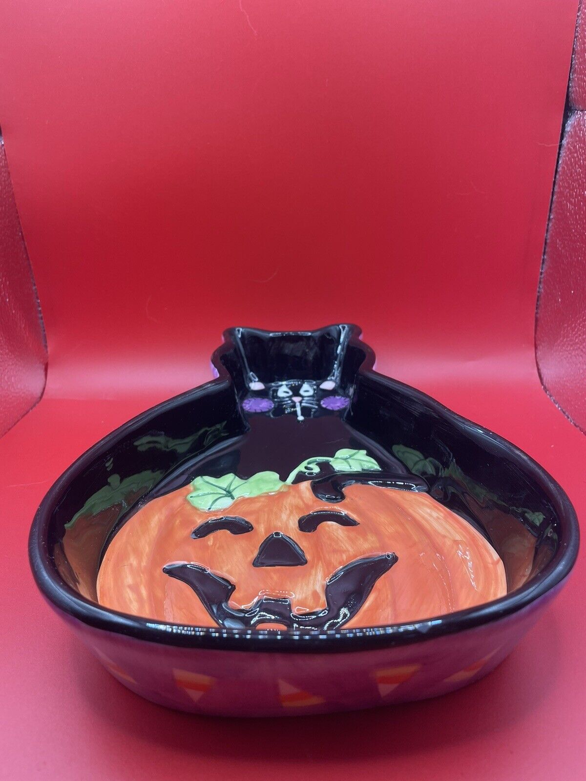 halloween -cat pumpkin candy dish- Decor