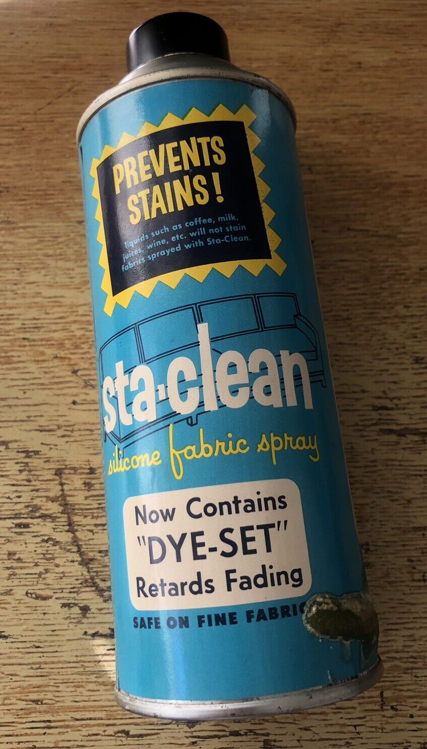 Sta-Clean Prevents Stains Silicone Fabric Spray Full Metal Can Fabrics 50s-60s