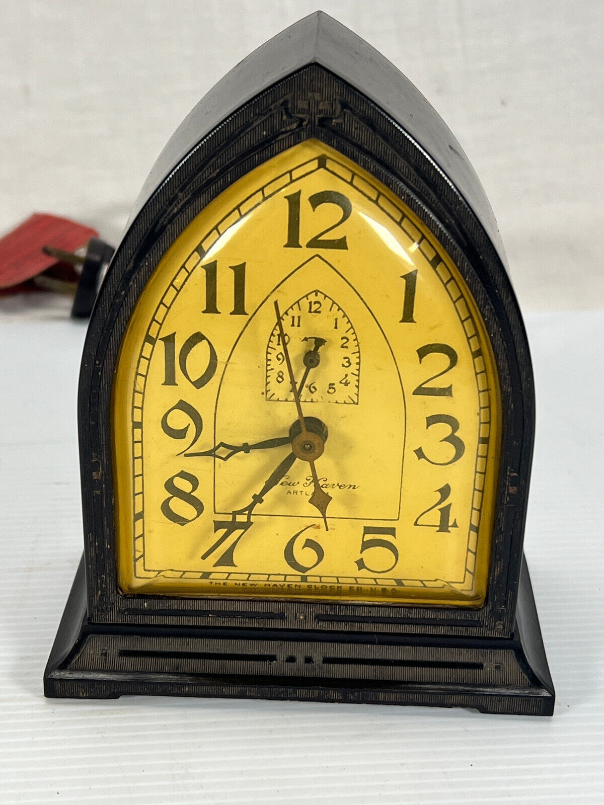 New Haven Westinghouse Cathedral Gothic Bakelite Alarm Clock FOR PARTS