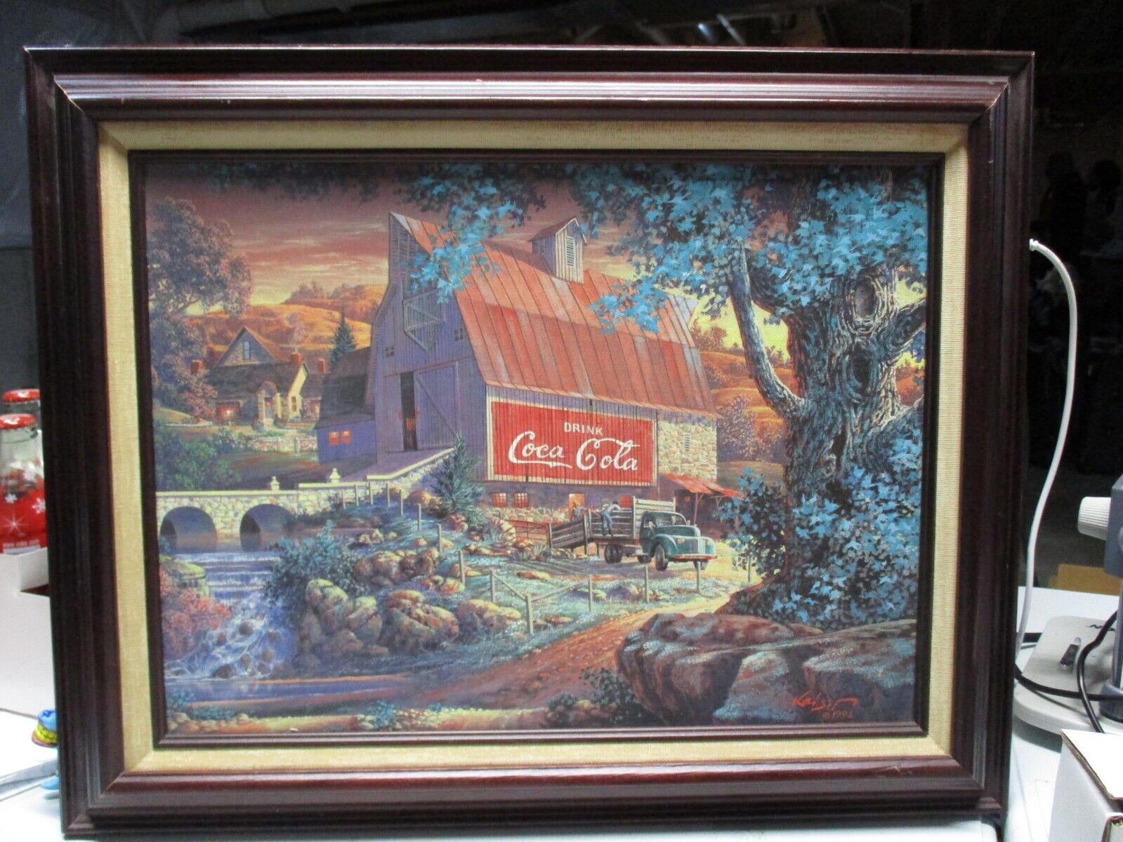 coca cola painting barn by Kaiser 1992 11x15 image, 20x16\