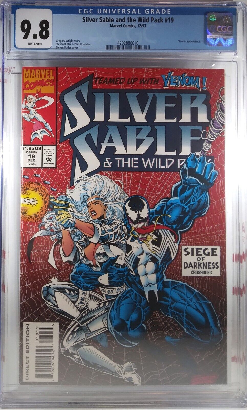 🔥 CGC 9.8 NM/MT SILVER SABLE AND THE WILD PACK #19 VENOM SIEGE OF DARKNESS 1993