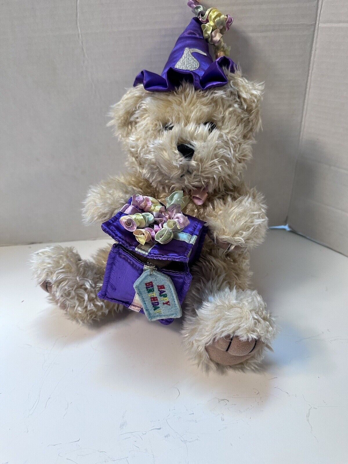 2000 Hershey\'s Birthday Bear Plush Stuffed Vintage Purple Hat w/ Gift Box 13\