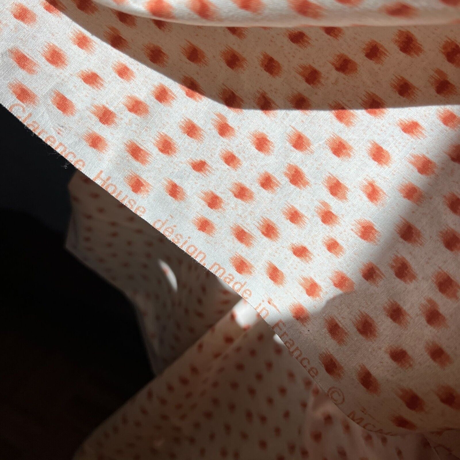 Clarence House Fabric Orange Polka Dotted Mid Century Modern Made in France