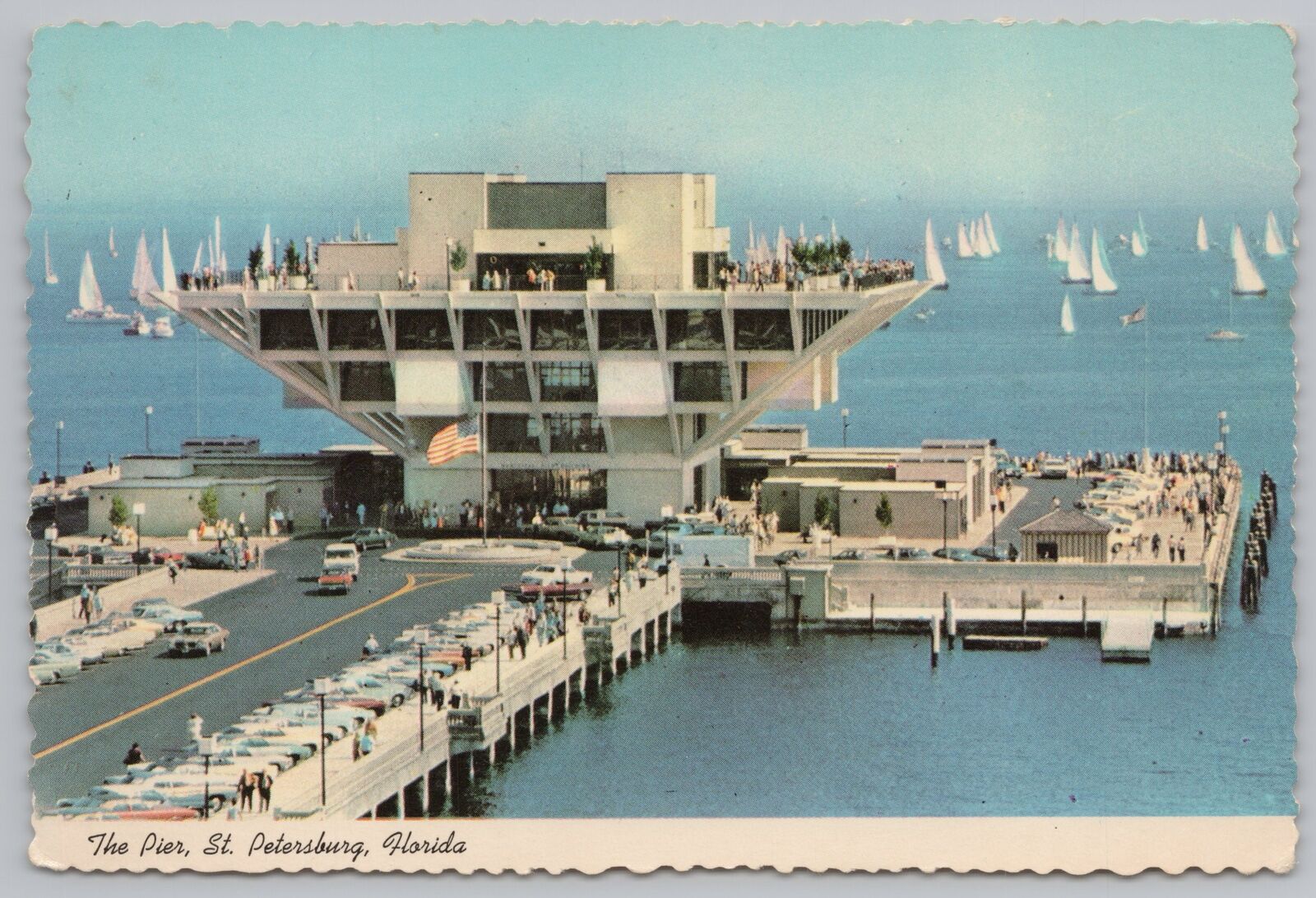 State View~Air View of the Pier St Petersburg Florida~Continental Postcard